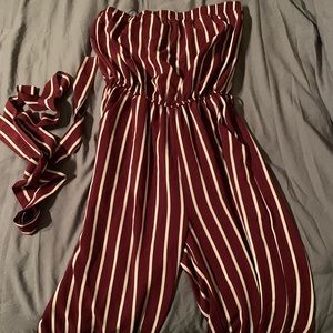 Garnet and white striped jumper